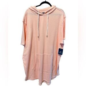 NWT George Men’s Light Pink Short Sleeve Hoodie Lightw Sweatshirt- Size 2XL